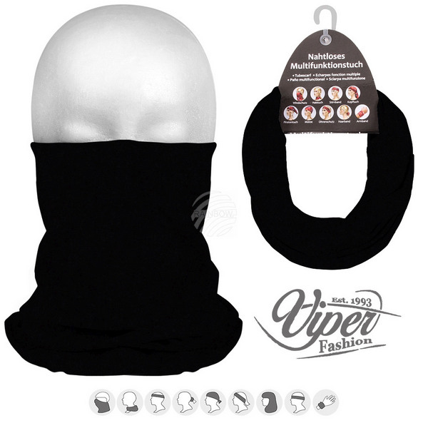 Viper Fashion 9in1 Multipurpose Microfiber Tube Scarf, Black